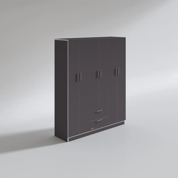 Kenzlife gardırop 6 kapılı çekmeceli begonvil150 gri kapaklı gardolap dolap - Resim 2