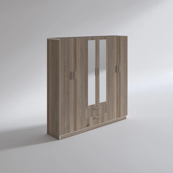 Kenzlife gardırop 6 kapılı çekmeceli begonvil180 crd aynalı kapaklı gardolap dolap - Resim 3