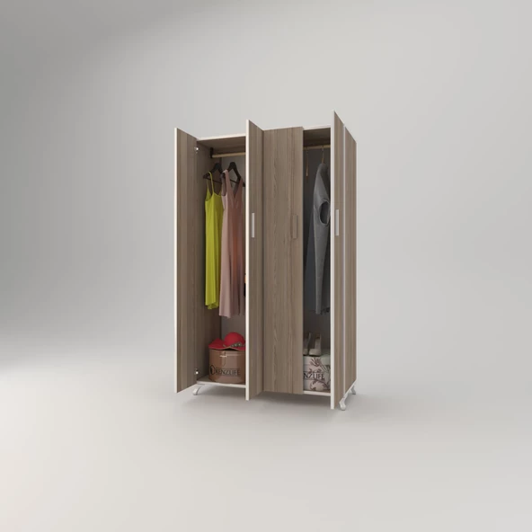Kenzlife gardırop 4 kapaklı kapılı defne 168*100*42 crd ayaklı gardolap dolap - Resim 2