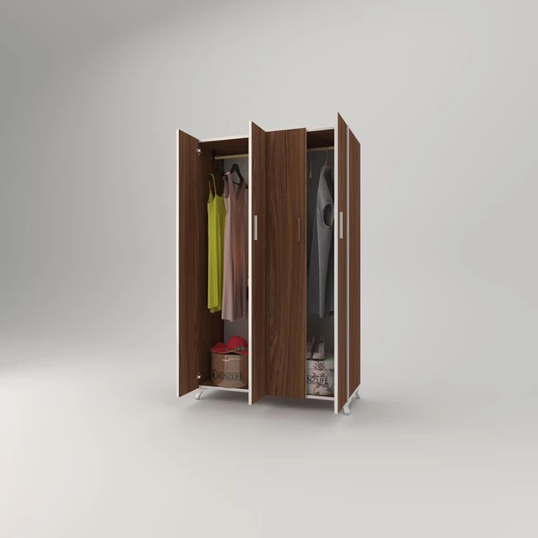 Kenzlife gardırop 4 kapaklı kapılı defne 168*100*42 cvz ayaklı gardolap dolap - 2