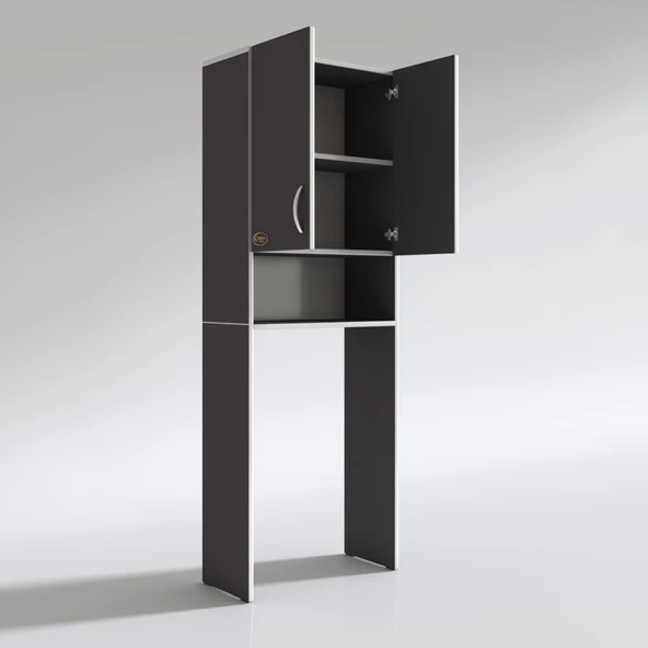 Kenzlife çamaşır makinesi dolabı sinem gri 180*066*30 banyo kiler kapaklı arkalıklı - 4