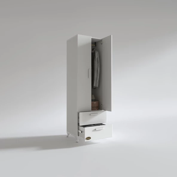 Kenzlife gardırop 2 kapaklı kapılı 2 çekmeceli kamelya 168*50*42 byz ayaklı gardolap dolap - 3