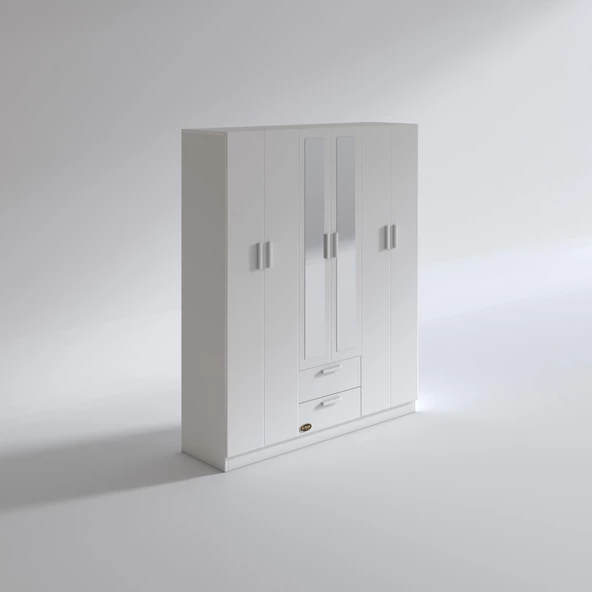 Kenzlife gardırop 6 kapılı çekmeceli begonvil150 byz aynalı kapaklı gardolap dolap - 2