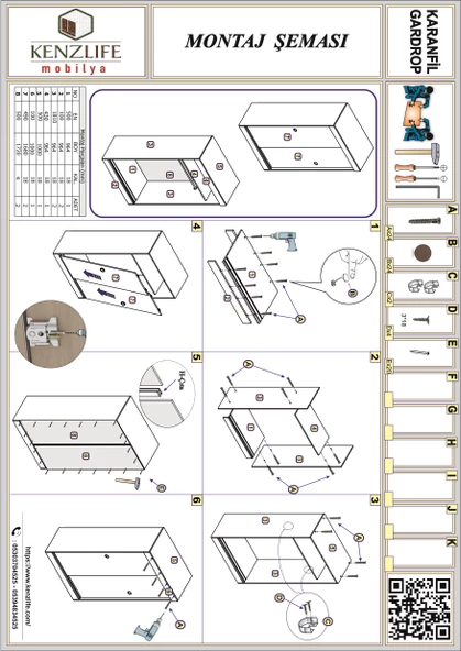 Kenzlife gardırop sürgülü kapaklı kapılı karanfil090 byz gardolap dolap - 5