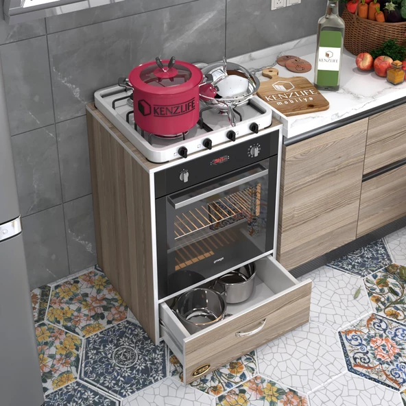 Kenzlife ankastre modülü kabini argon crd fırın ocak dolabı çekmeceli sabit tabla - Resim 2