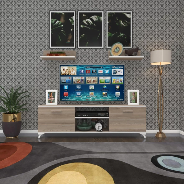 Kenzlife televizyon sehpası berlin 150 crd tv ünitesi raflı - 4