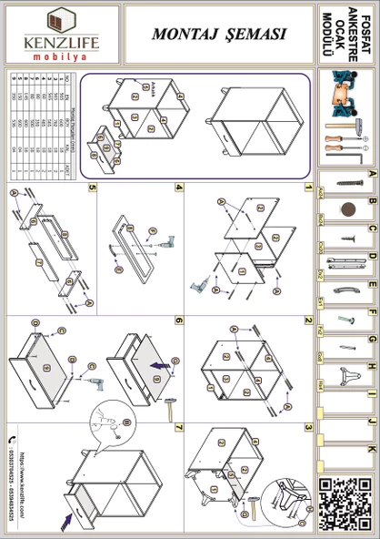 Kenzlife ankastre modülü kabini fosfat crd fırın ocak dolabı çekmeceli ayaklı - Resim 4