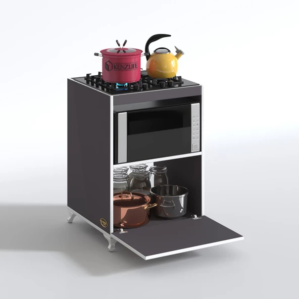 Kenzlife ocak dolabı demi gri 85*60*57 mutfak modül mini fırın  ankastre ocak için - 2