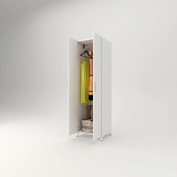 Kenzlife gardırop 2 kapaklı kapılı krizantem 168X50X42 byz ayaklı gardolap dolap - 3