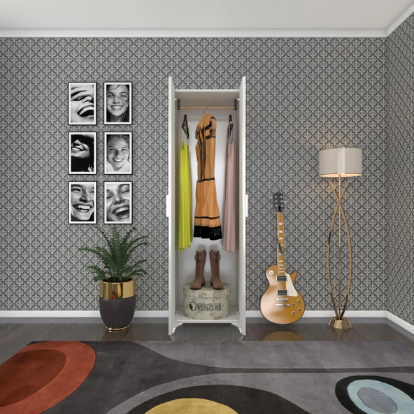 Kenzlife gardırop 2 kapaklı kapılı krizantem 168X50X42 byz ayaklı gardolap dolap