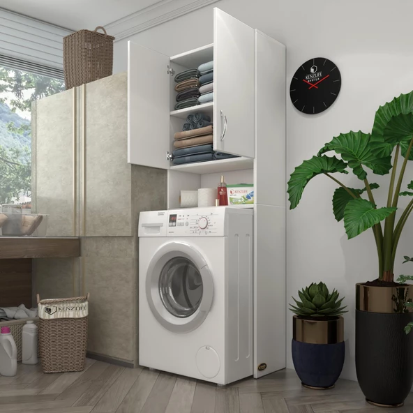 Kenzlife çamaşır makinesi dolabı sinem byz 180*066*30 banyo kiler kapaklı arkalıklı