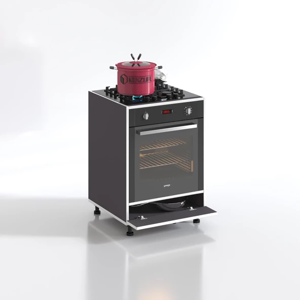 Kenzlife ankastre modülü kabini radon gri fırın ocak dolabı kapaklı ayaklı - Resim 2