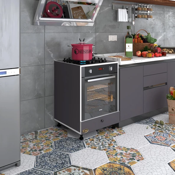Kenzlife ankastre modülü kabini radon gri fırın ocak dolabı kapaklı ayaklı