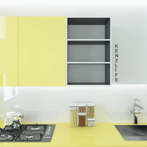 Kenzlife mutfak dolabı ıtır 090.060.30 gri 2 raflı kapaksız ofis banyo kiler evrak kitaplık - Resim 6