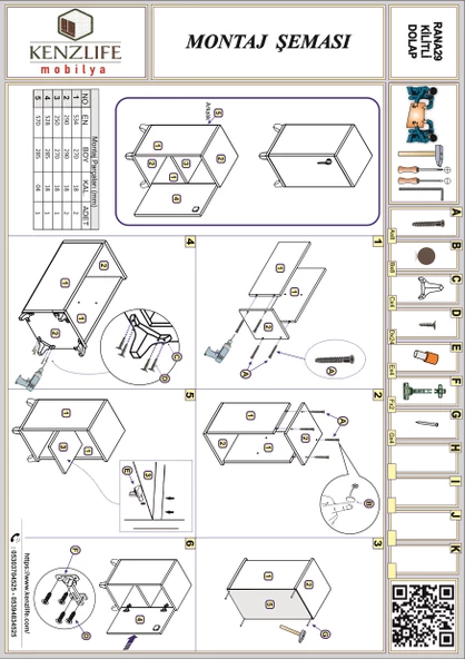 Kenzlife Kilitli Dolap Rana29 Byz 68*29*29 Banyo Dolabı Hazır Mutfak Ofis Kiler Kitaplık Evrak Ayaklı - 4