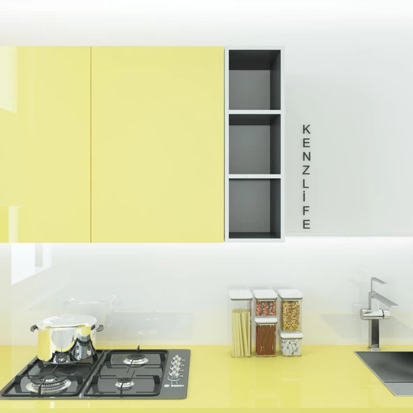 Kenzlife mutfak dolabı ıtır 090.030.30 gri 2 raflı kapaksız ofis banyo kiler evrak kitaplık - Resim 6