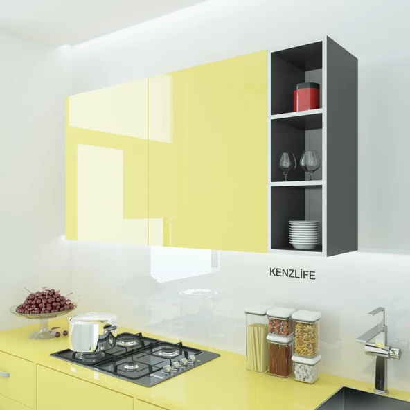 Kenzlife mutfak dolabı ıtır 090.030.30 gri 2 raflı kapaksız ofis banyo kiler evrak kitaplık - Resim 5