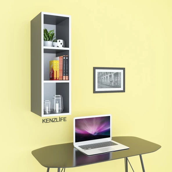 Kenzlife mutfak dolabı ıtır 090.030.30 gri 2 raflı kapaksız ofis banyo kiler evrak kitaplık - Resim 3