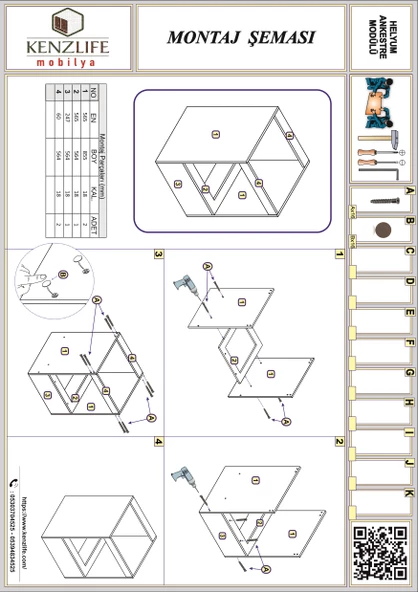 Kenzlife ankastre modülü kabini helyum byz fırın ocak dolabı - 5
