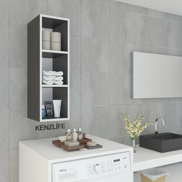 Kenzlife mutfak dolabı ıtır 090.030.30 gri 2 raflı kapaksız ofis banyo kiler evrak kitaplık - Resim 4