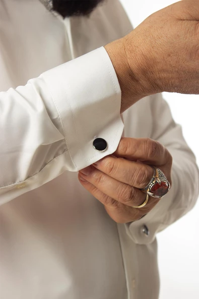 Krem 4 Drop Ekstra Büyük Yaka Rahat Kesim Micro Kumaş Kol Düğmeli Regular Fit Erkek Gömlek // 189-10-DC24X - Resim 4