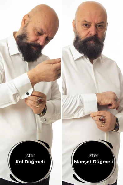 Krem 4 Drop Ekstra Büyük Yaka Rahat Kesim Micro Kumaş Kol Düğmeli Regular Fit Erkek Gömlek // 189-10-DC24X - Resim 3