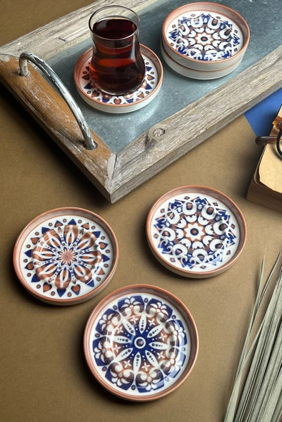 TABAK EVİ Stoneware Mozaik Red Sefa 6 lı Çay Tabağı 10cm - 5