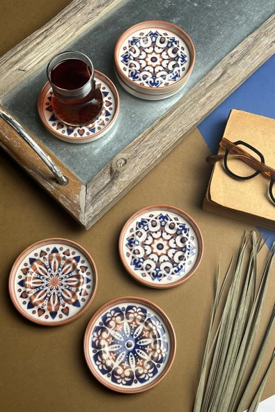 TABAK EVİ Stoneware Mozaik Red Sefa 6 lı Çay Tabağı 10cm - 4