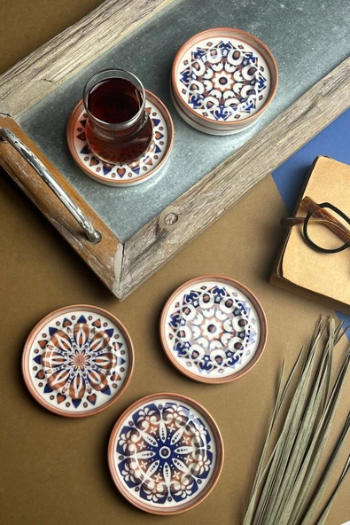 TABAK EVİ Stoneware Mozaik Red Sefa 6 lı Çay Tabağı 10cm - 3