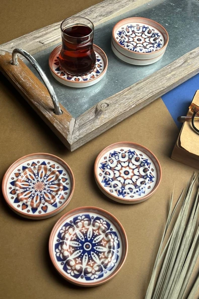 TABAK EVİ Stoneware Mozaik Red Sefa 6 lı Çay Tabağı 10cm - 2