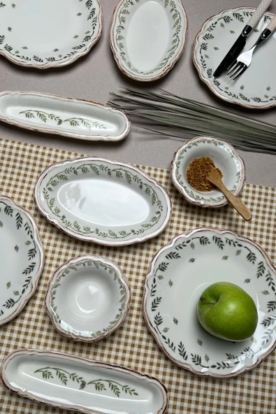 TABAK EVİ Stoneware Flower Green Kahvaltı Takımı 6 Kişilik 14 Parça - 3