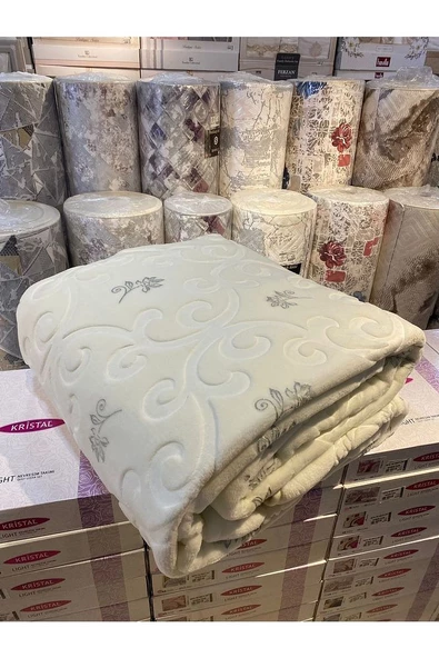 Merinos Pırıltı Çift Kişilik Battaniye ( Simli) KEMİK SİLVER Renk Tek Ebat Beden - Resim 2