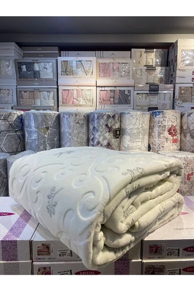 Merinos Pırıltı Çift Kişilik Battaniye ( Simli) KEMİK SİLVER Renk Tek Ebat Beden - Resim 3