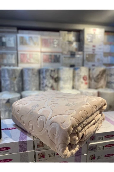 Merinos Pırıltı Çift Kişilik Battaniye ( Simli) PUDRA Renk Tek Ebat Beden - 5