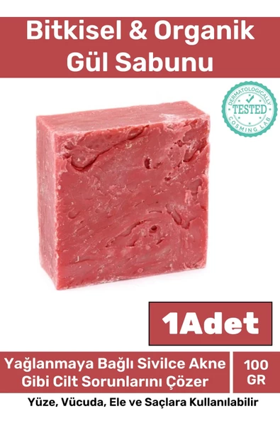 Özel Üretim %100 Doğal Koku Yüz Cilt Beyazlatıcı Organik Nemlendirici Gül Sabunu 1 Adet ürün görseli