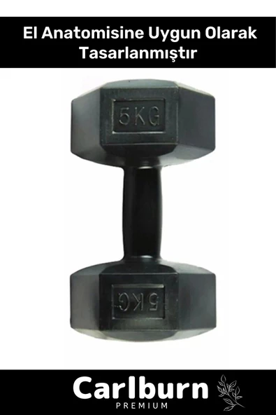 Plastik Köşeli Spor Egzersiz Vücut Kas Geliştirme Fitness Ağırlık Siyah 5 Kg Dambıl Set - 2 Adet - 4