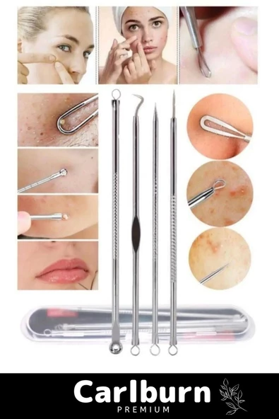 Özel Üretim Paslanmaz Çelik Günlük Cilt Bakım Siyah Nokta Akne Temizleyici Kutulu Komedon 4'lü Set - 6