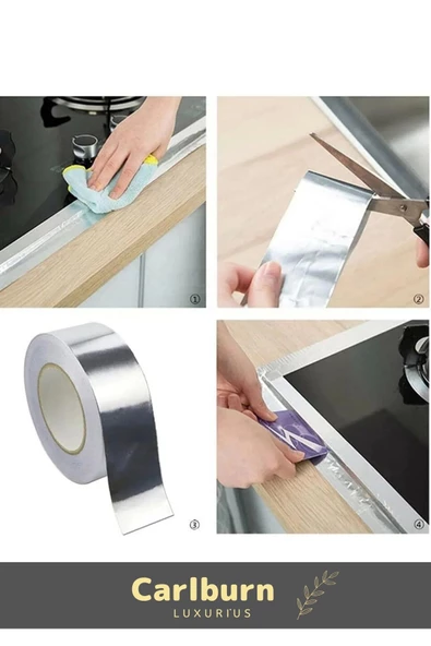 Özel Suya Sıcaklığa Dayanıklı Tamir Soba Boru Yama Alüminyum Yanmaz Folyo Bant 44mm 10mt - 5 Adet - 6