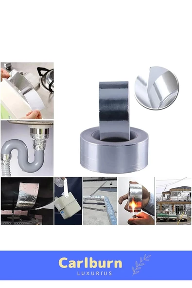 Özel Suya Sıcaklığa Dayanıklı Tamir Soba Boru Yama Alüminyum Yanmaz Folyo Bant 44mm 20mt - 1 Adet - 3