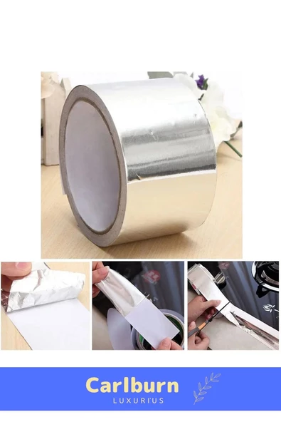 Özel Suya Sıcaklığa Dayanıklı Tamir Soba Boru Yama Alüminyum Yanmaz Folyo Bant 44mm 20mt - 2 Adet - 5