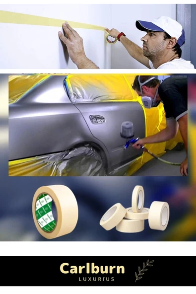 Isıya Dayanıklı Krep Kağıt Kolay Sökülebilen Kağıt 25mt Maskeleme Boya Badana Bandı - 3 Adet - 2