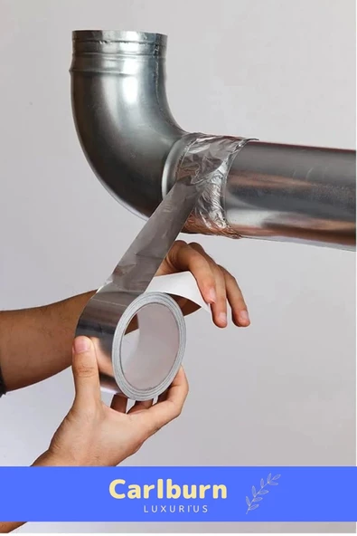 Özel Suya Sıcaklığa Dayanıklı Tamir Soba Boru Yama Alüminyum Yanmaz Folyo Bant 44mm 20mt - 1 Adet - 2