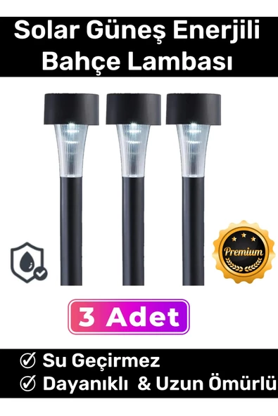Premium Kablosuz Su Geçirmez Dayanıklı Şık Solar Güneş Enerjili Bahçe Lambası Saplama 30cm 3 Adet