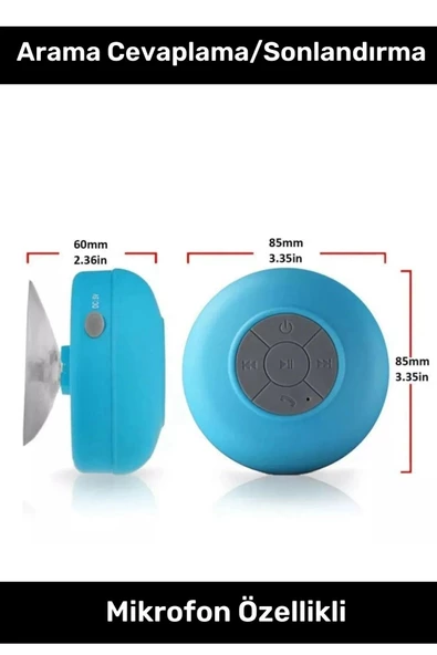 Deluxe Serisi Vantuzlu Su Geçirmez Şarjlı Mini Bluetooth Özellikli Beyaz Duş Kamp Sahil Hoparlörü - 3