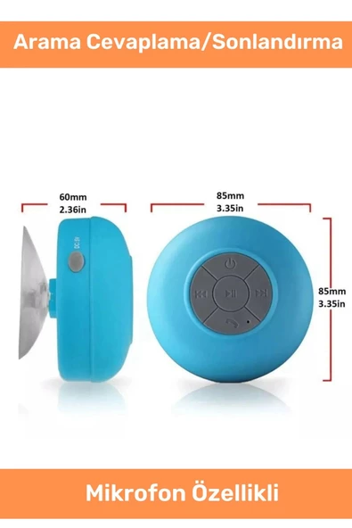 Deluxe Serisi Vantuzlu Su Geçirmez Şarjlı Mini Bluetooth Özellikli Beyaz Duş Kamp Sahil Hoparlörü - 3