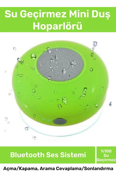 Deluxe Serisi Vantuzlu Su Geçirmez Şarjlı Mini Bluetooth Özellikli Beyaz Duş Kamp Sahil Hoparlörü