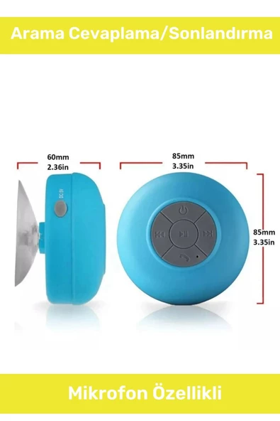 Deluxe Serisi Vantuzlu Su Geçirmez Şarjlı Mini Bluetooth Özellikli Beyaz Duş Kamp Sahil Hoparlörü - 2