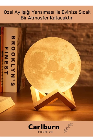 Premium Seri Çevre Korumalı 3d Standlı Küre Dekoratif Yüksek Performanslı Led Ay Gece Masa Lambası - 2
