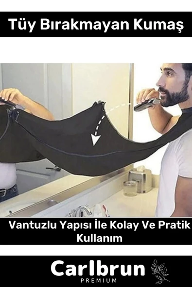 Premium Pratik Vakumlu Aynaya Yapıştırma Aparatlı Evde Saç Sakal Kesme Siyah Tıraş Örtüsü - 2 Adet - 2