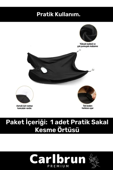 Premium Pratik Vakumlu Aynaya Yapıştırma Aparatlı Evde Saç Sakal Kesme Siyah Tıraş Örtüsü - 4